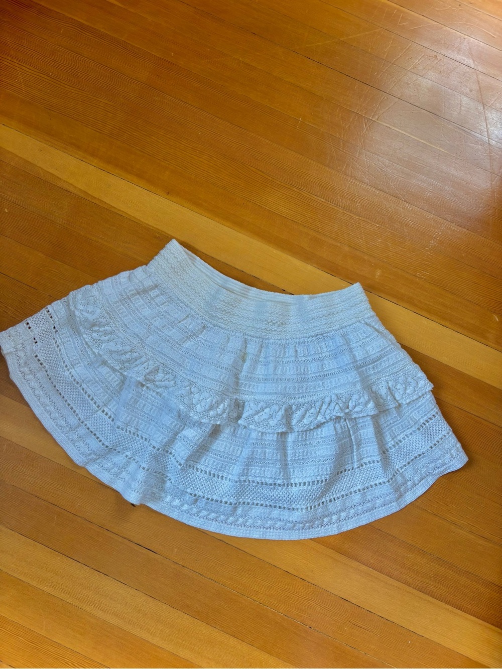 Aerie White Crochet Tiered Mini Skirt